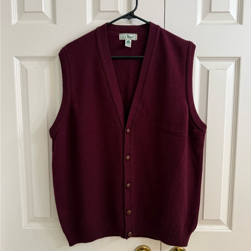 L.L. Bean Burgundy Button-Up Vest